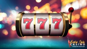 slot reels with a combination of number 7 and an animated background